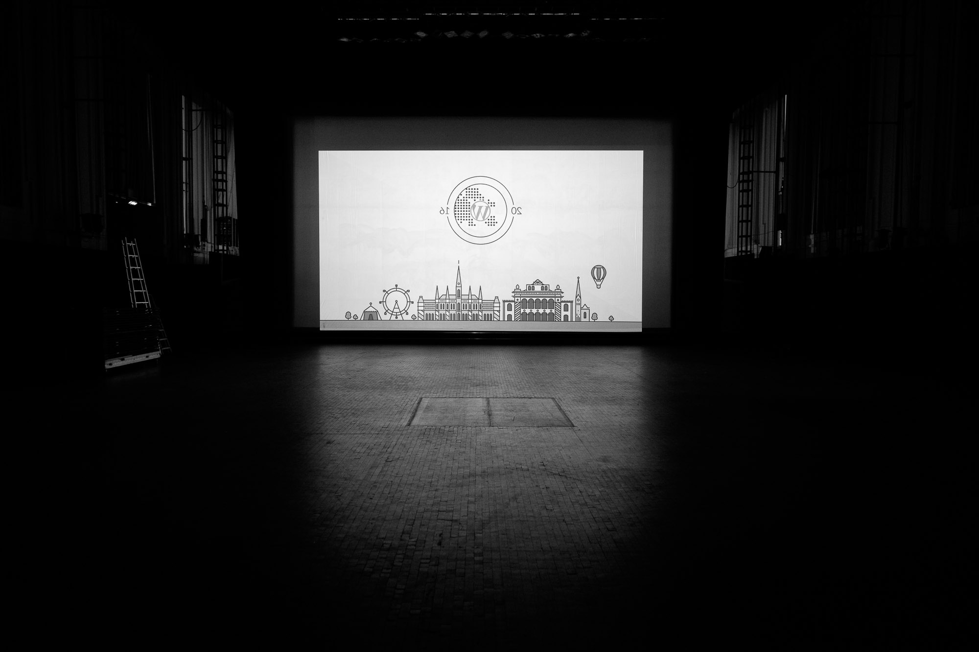 Background screen on the WordCamp EU 2016 stage.
