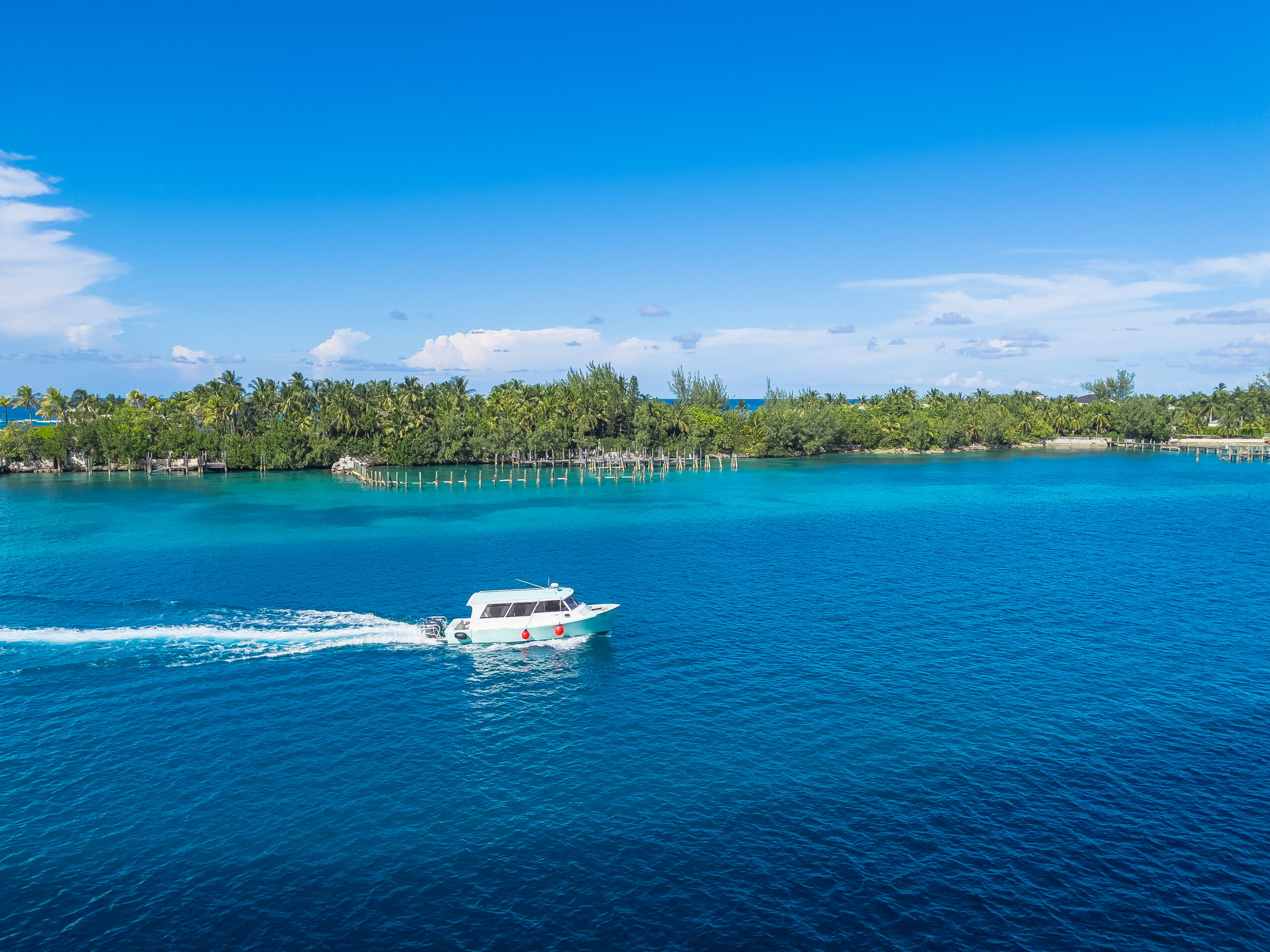 Boat on the water in the Bahamas