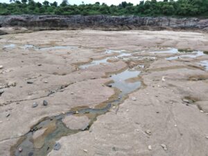 Dry river bed of the Sabarmati river.