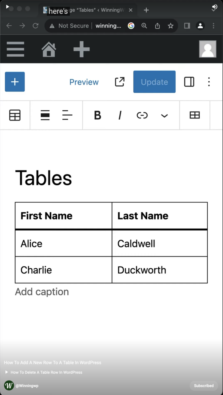 How To Add A New Row To A Table In WordPress