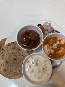 A plate of airport food in India.